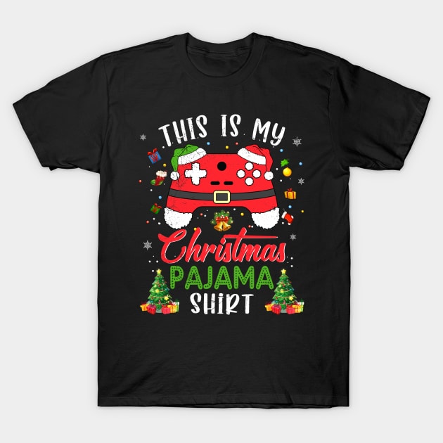 This is My Christmas Pajama Santa Hat Gamer Video Game Games T-Shirt T-Shirt by Alana Clothing